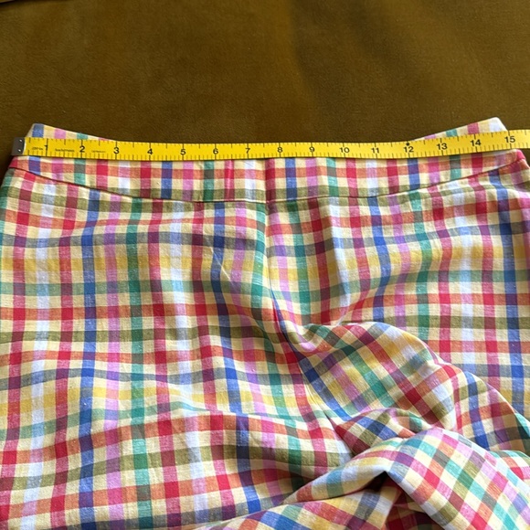 Anthropologie Eva Franco Plaid High Waisted Linen Wide Leg Pants - Picture 7 of 7